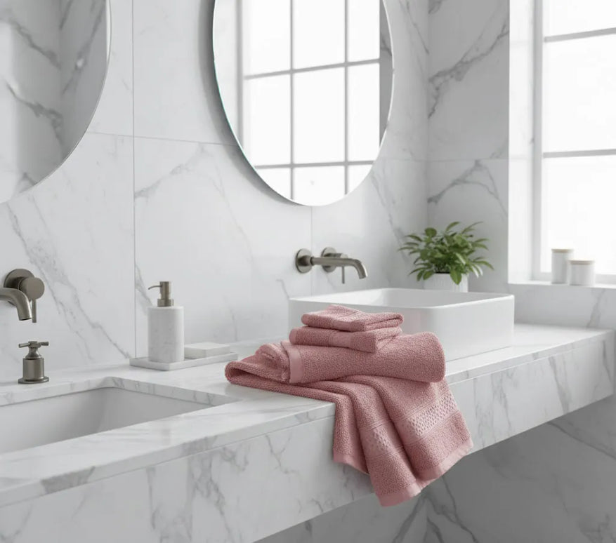SET PROSOAPE BAIE din bumbac 100%, ROZ, 3 piese, moale și absorbant
