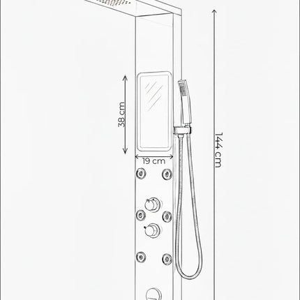 Panel de Duș Shiny Mirror – Design Modern cu Oglindă Integrată și Funcții Premium