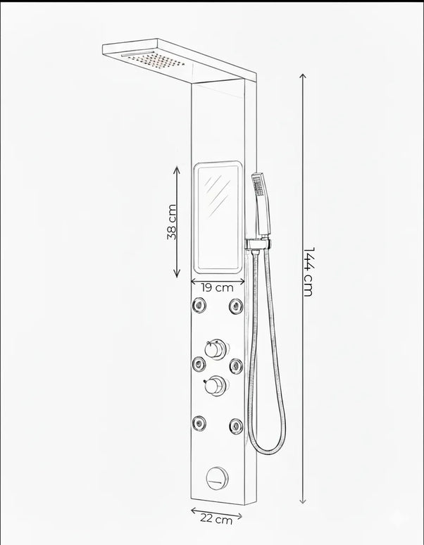 Panel de Duș Shiny Mirror – Design Modern cu Oglindă Integrată și Funcții Premium