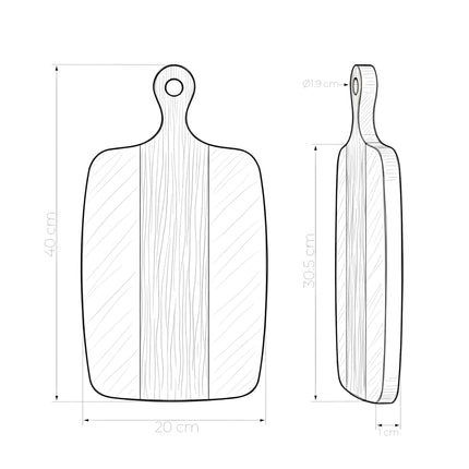 Tocător din lemn de acacia și marmură neagră, 40×20 cm, design modern, Olivy