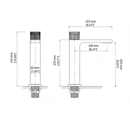 Baterie Lavoar Înaltă Slim Modern SMK5029-3 Auriu Smack