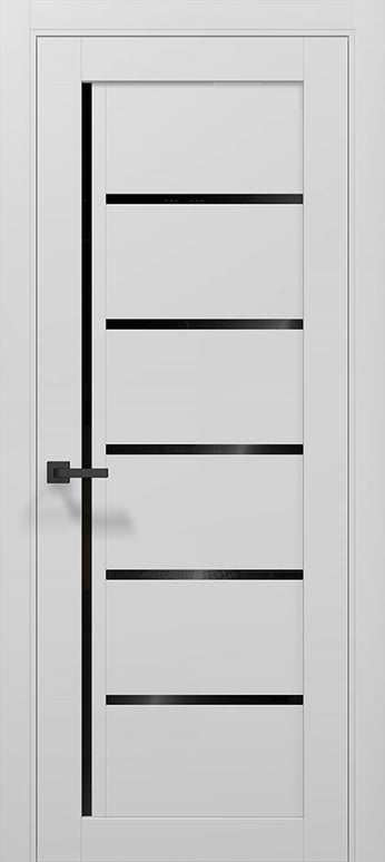 Ușă T08 Gri Mat cu Inserții Sticlă Neagră – Design Orizontal Modern / Tetra- Carlo Porte www.olivy.ro