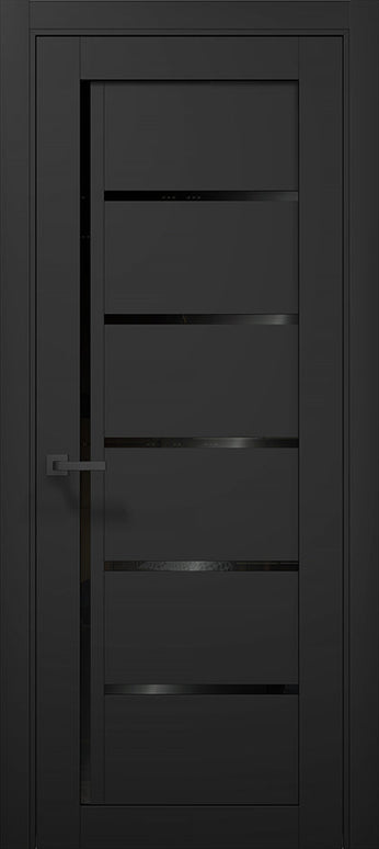 Ușă T08 Gri Mat cu Inserții Sticlă Neagră – Design Orizontal Modern / Tetra- Carlo Porte www.olivy.ro
