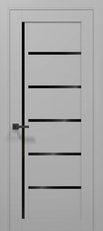 Ușă T08 Gri Mat cu Inserții Sticlă Neagră – Design Orizontal Modern / Tetra- Carlo Porte www.olivy.ro
