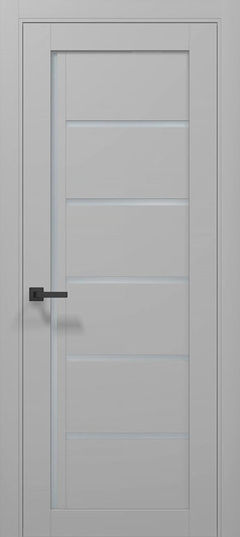 Ușă T08 Gri Mat cu Inserții Sticlă Neagră – Design Orizontal Modern / Tetra- Carlo Porte www.olivy.ro