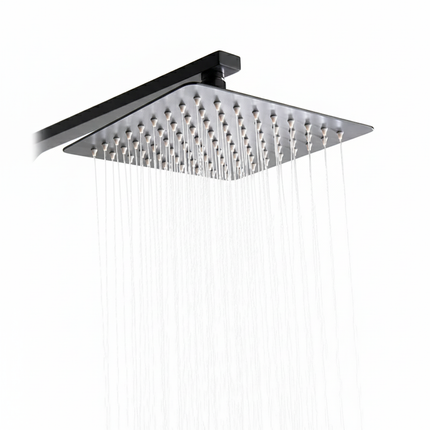 Set duș termostatic pătrat H-cubic – inox premium, finisaj negru mat
