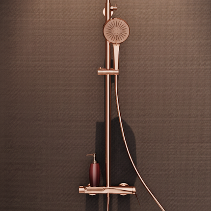 Set duș din alamă cu cioc de cadă integrat – Design premium rose gold