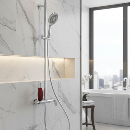 Set duș din alamă cu cioc de cadă integrat – Design premium