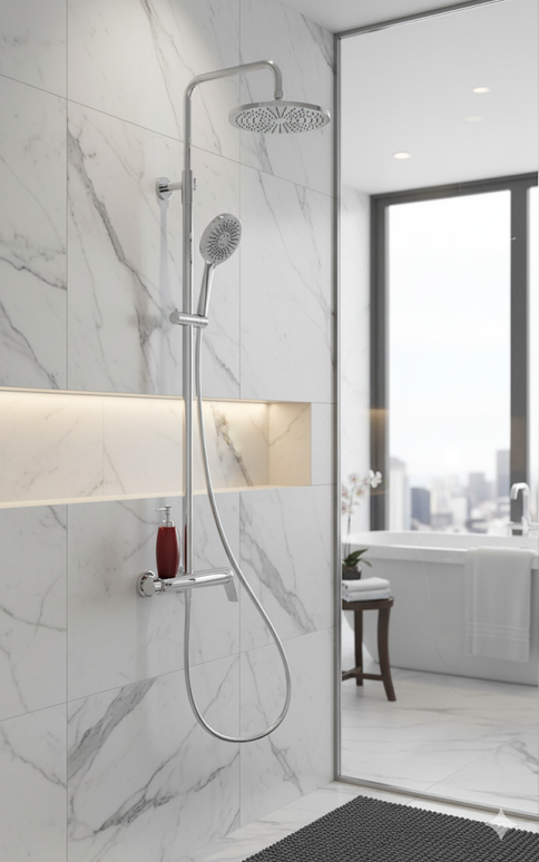 Set duș din alamă cu cioc de cadă integrat – Design premium