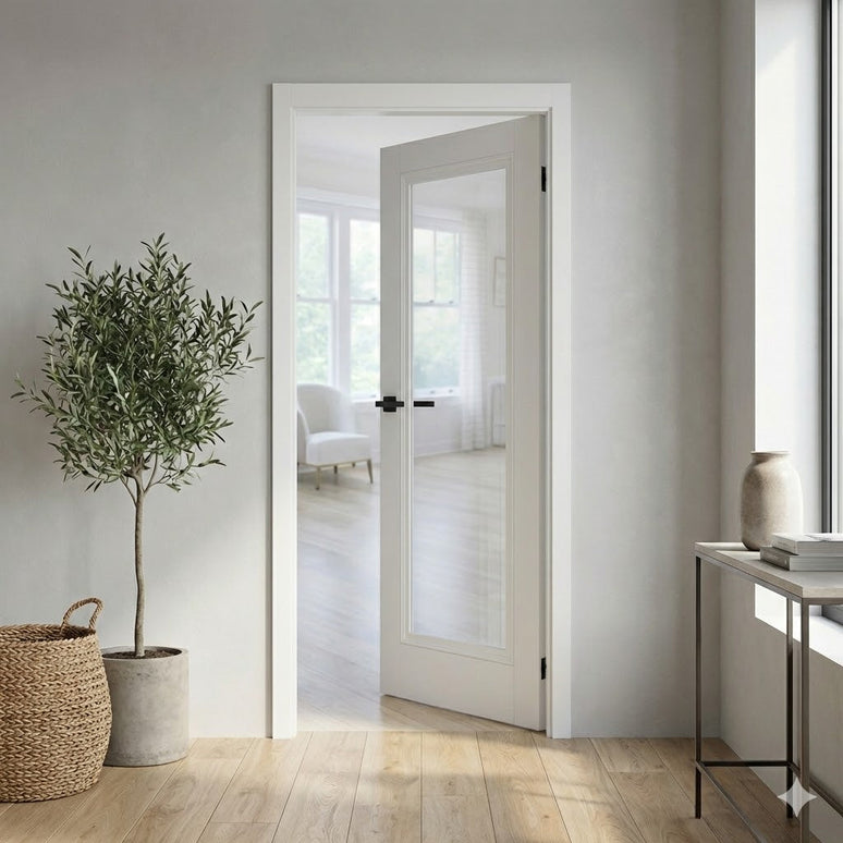 Ușă de interior T-13 cu sticlă transparentă, design clasic-modern