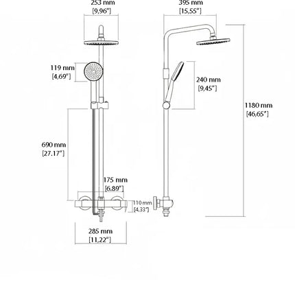 Set duș din alamă cu cioc de cadă integrat – Design premium negru mat