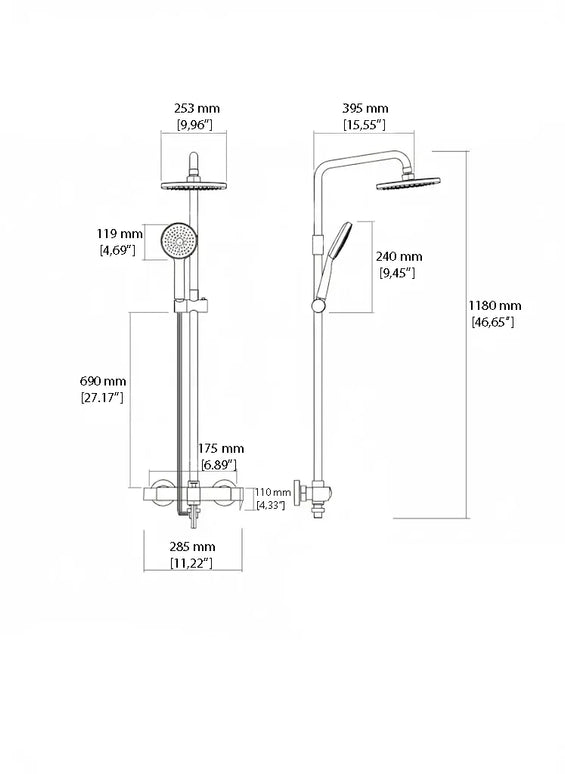 Set duș din alamă cu cioc de cadă integrat – Design premium rose gold