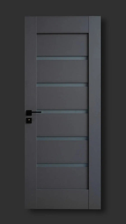 Ușă interior antracit JYA-006 cu toc reglabil – design vertical modern, complet echipată www.CasaDeco.ro