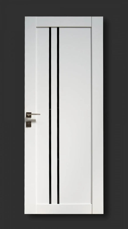 Ușă interior albă LEGO 05 cu sticlă neagră – design modern, complet echipată Omis