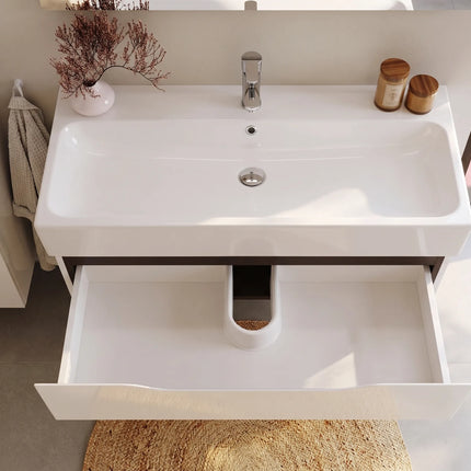 Mobilier de baie  suspendat  Venice, Alb+Wenge (Pinto)