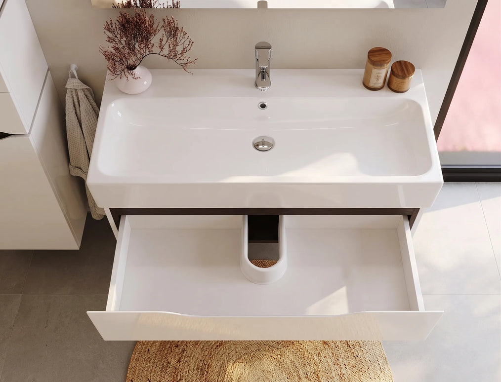 Mobilier de baie  suspendat  Venice, Alb+Wenge (Pinto)