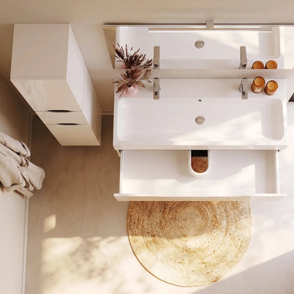 Mobilier de baie  suspendat  Venice , Alb+Wenge (Pinto 2 baterii)