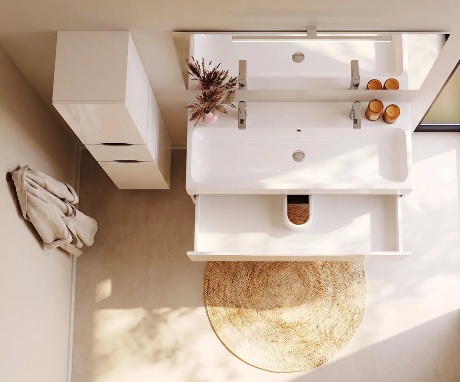 Mobilier de baie  suspendat  Venice , Alb+Wenge (Pinto 2 baterii)