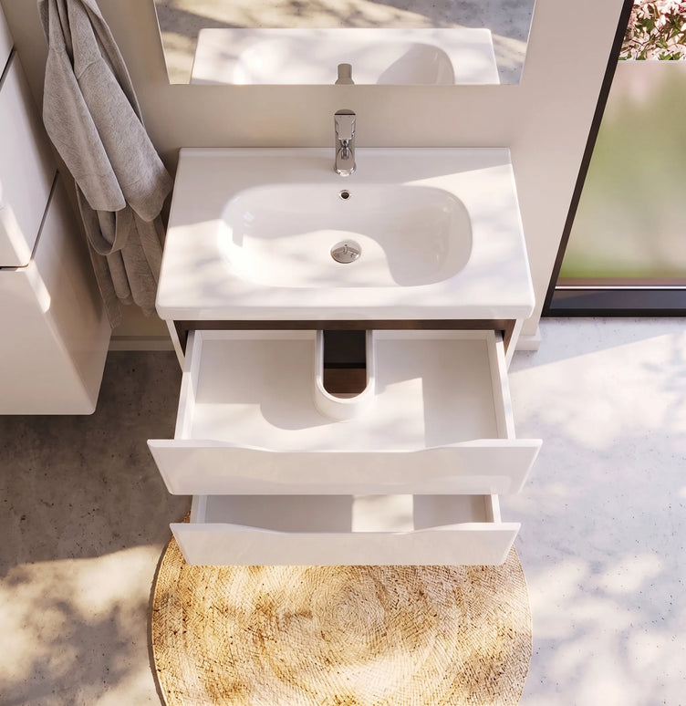 Mobilier de baie suspendat Venice, Alb+Wenge (City)