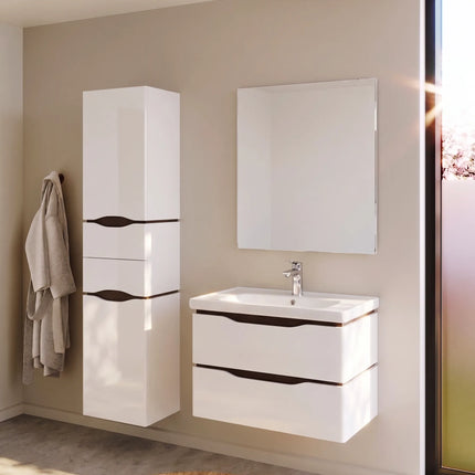 Mobilier de baie suspendat Venice, Alb+Wenge (City)