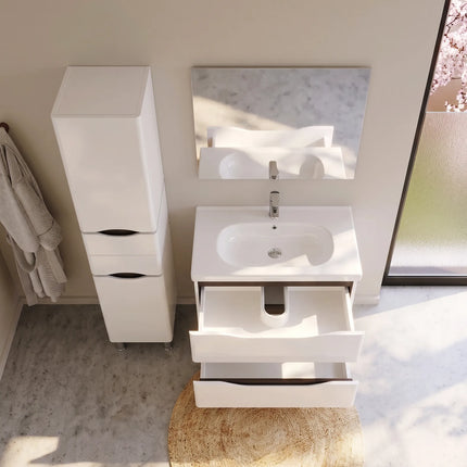Mobilier de baie pe pardoseală Venice, Alb+Wenge (City)