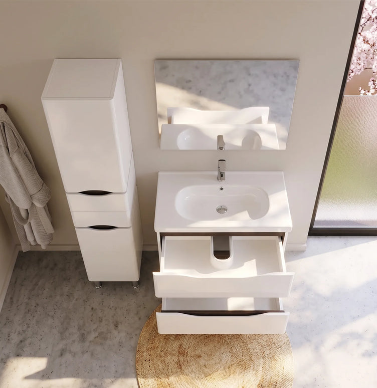 Mobilier de baie pe pardoseală Venice, Alb+Wenge (City)