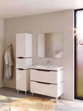 Mobilier de baie pe pardoseală Venice, Alb+Wenge (City)
