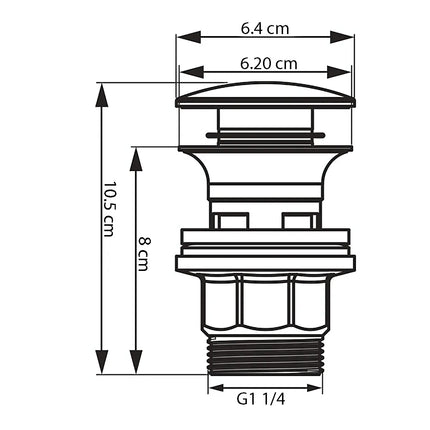 Ventil click-clack, metal cromat, G1¼
