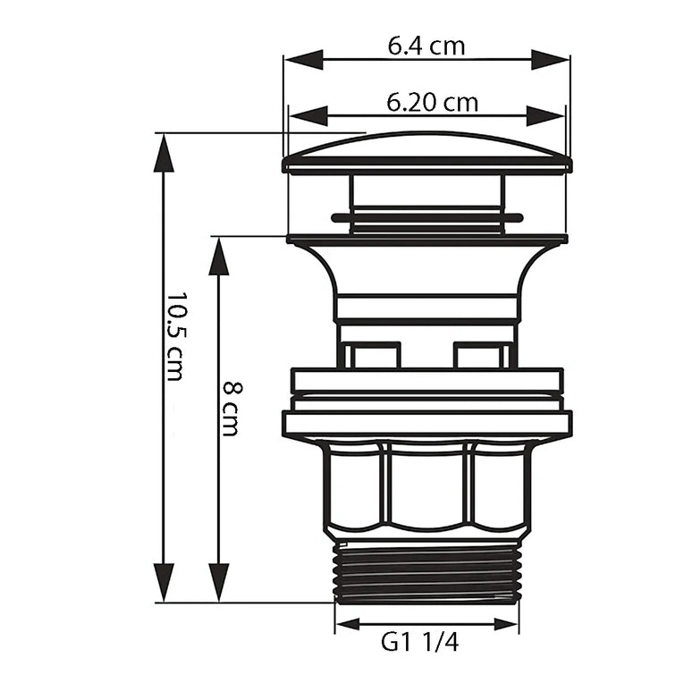 Ventil click-clack, metal cromat, G1¼
