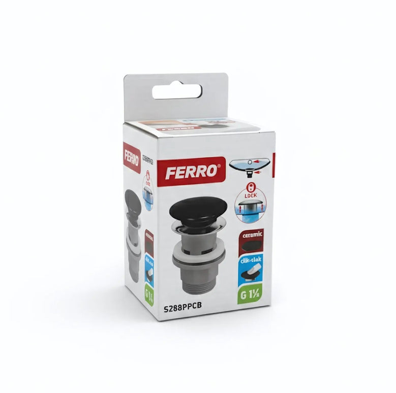 Ventil click-clack, ceramic, G1¼, finisaj negru