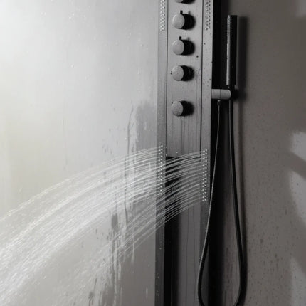 Panel de Duș Black Round – Design Modern cu Duș Tip Cascadă și Funcții Multiple