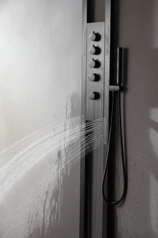 Panel de Duș Black Round – Design Modern cu Duș Tip Cascadă și Funcții Multiple