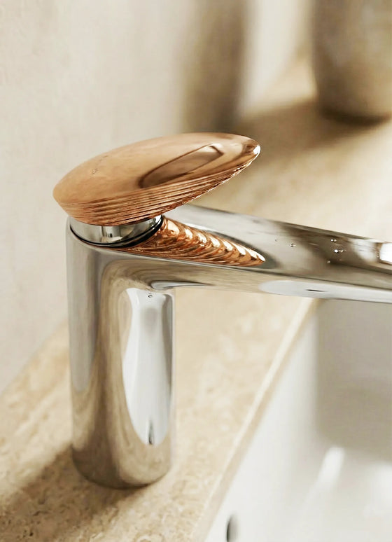 Baterie lavoar – Colecția Mevai – Crom + Rose gold