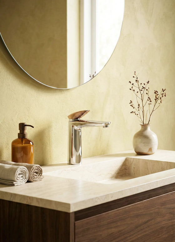 Baterie lavoar – Colecția Mevai – Crom + Rose gold