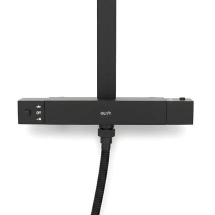 Set duș termostatic pătrat H-cubic – inox premium, finisaj negru mat