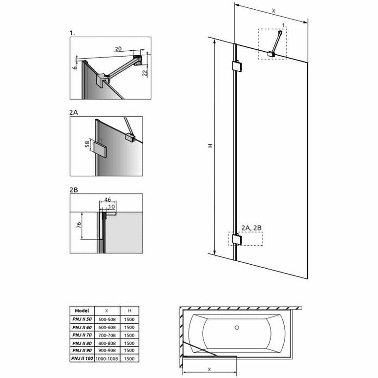 Paravan Cada Radaway Essenza Pro White PNJ II 80 cm Crom