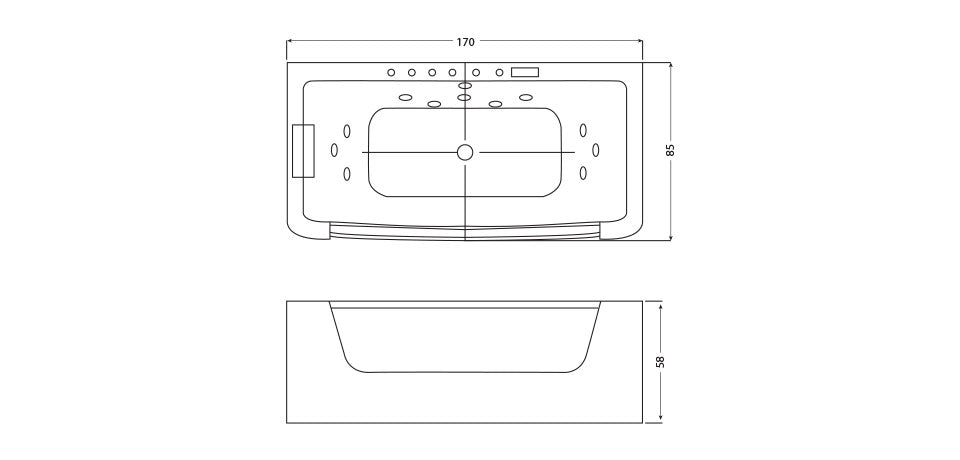 Cada cu hidromasaj, WELLIS, Rhone E-Drive™ TOUCH, 170 cm, cu baterie pe cada