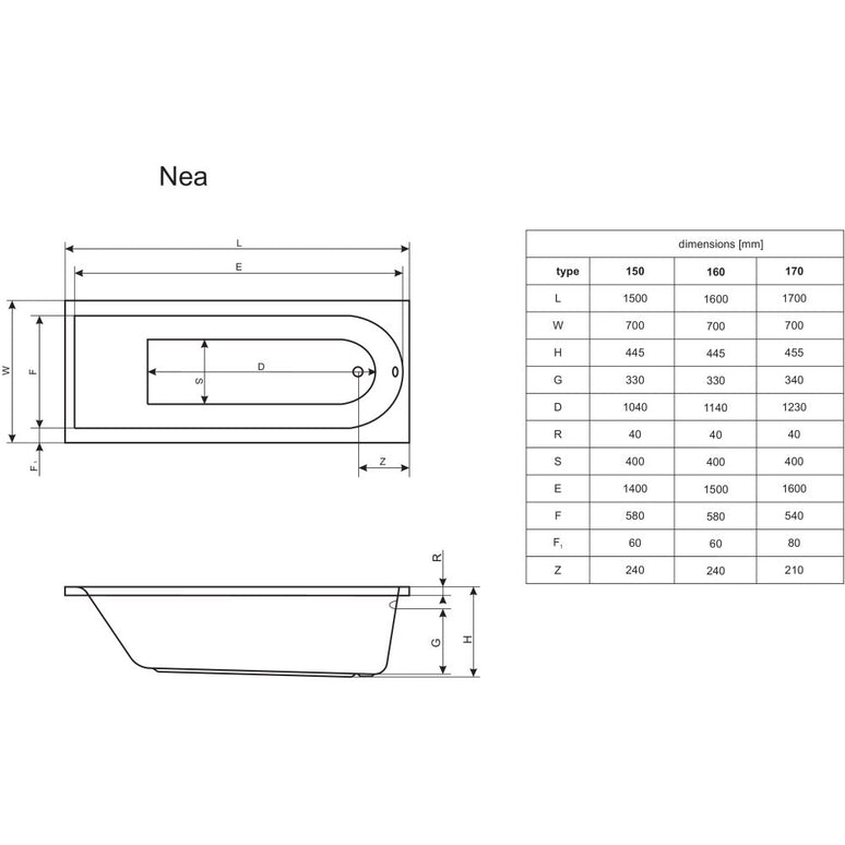 Cada Radaway Nea 150×70 cm