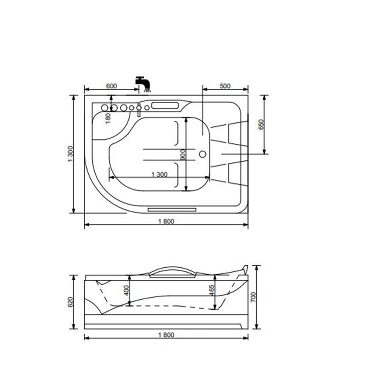 Cada cu hidromasaj, WELLIS, Dublo Hydro, acril sanitar, 180 x 130 cm