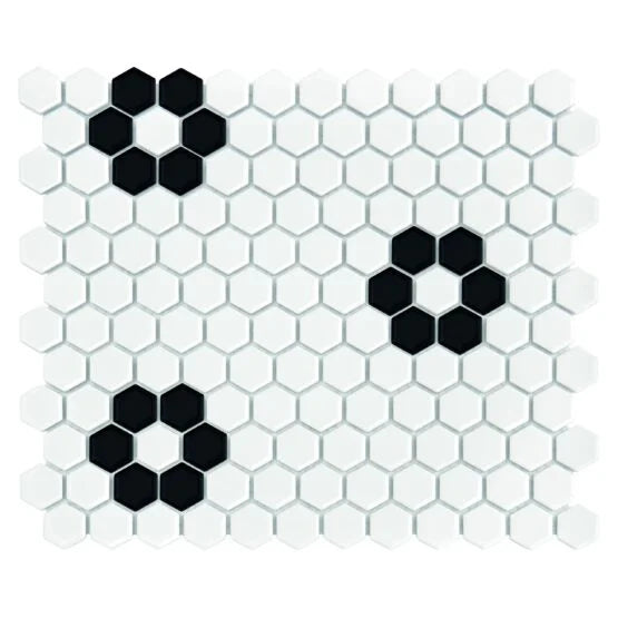 Mozaic Mini Hexagon B&W Flower 30×26