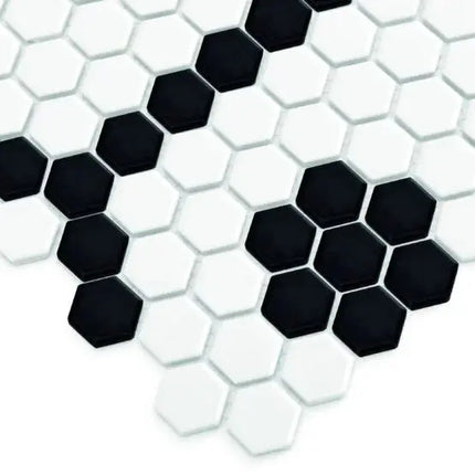 Mozaic Mini Hexagon B&W Bee 30×26 www.CasaDeco.ro