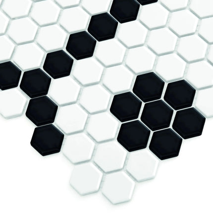 Mozaic Mini Hexagon B&W Bee 30×26 www.CasaDeco.ro