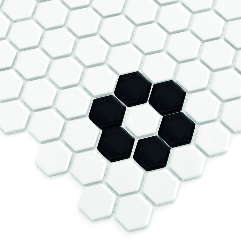 Mozaic Mini Hexagon B&W Flower 30×26