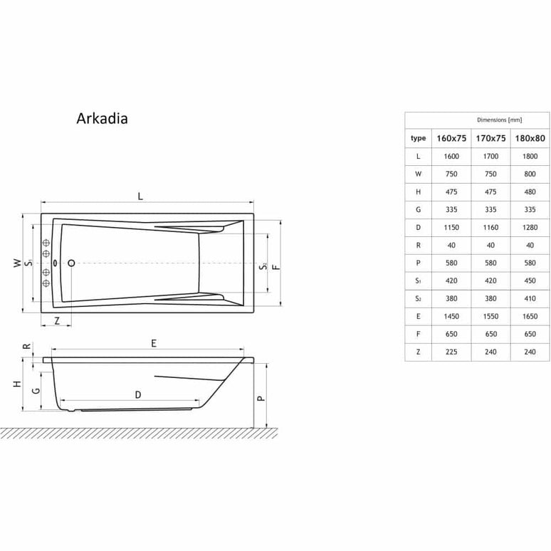 Cada Radaway Arkadia 160×75 cm