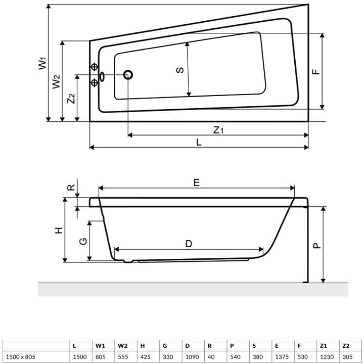 Cada Radaway Evia 150×80 cm