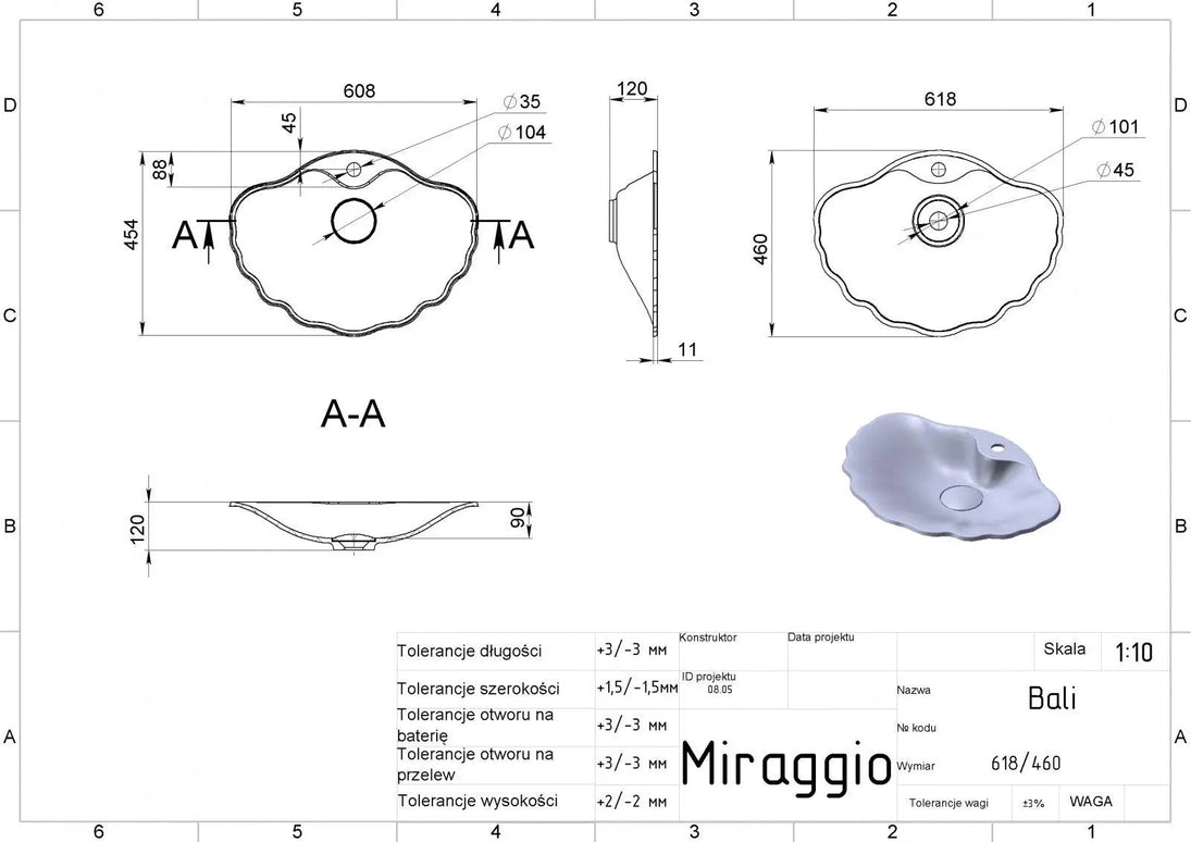 Lavoar BALI Alb Lucios Miraggio