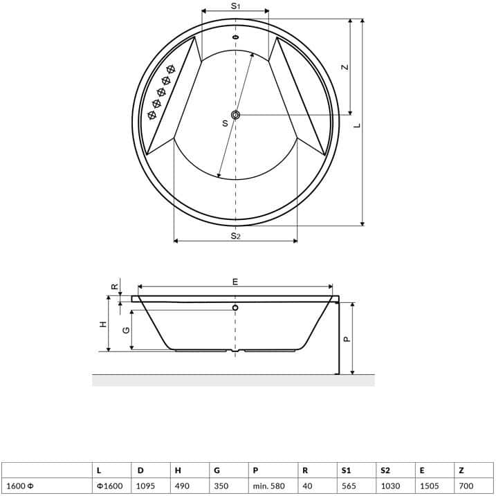 Cada Radaway Meteora rotunda Ø160 cm