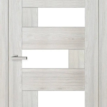 Ușă interior Rino 16 Shalet Oak – complet echipată, cu sticlă verticală și toc reglabil Omis